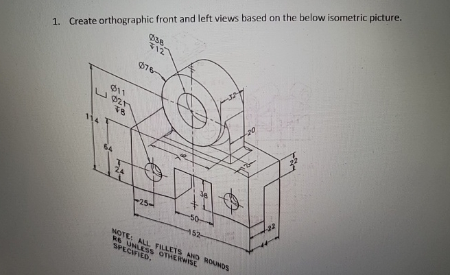 Create orthographic front and left views based on