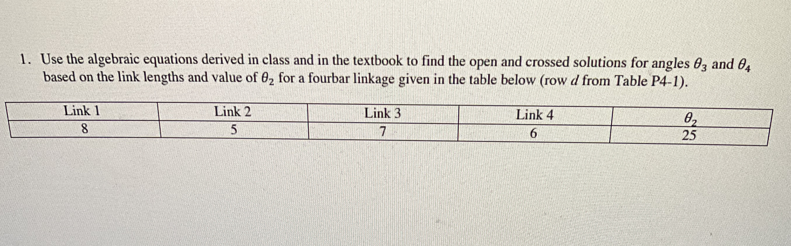 Use the algebraic equations derived in class and