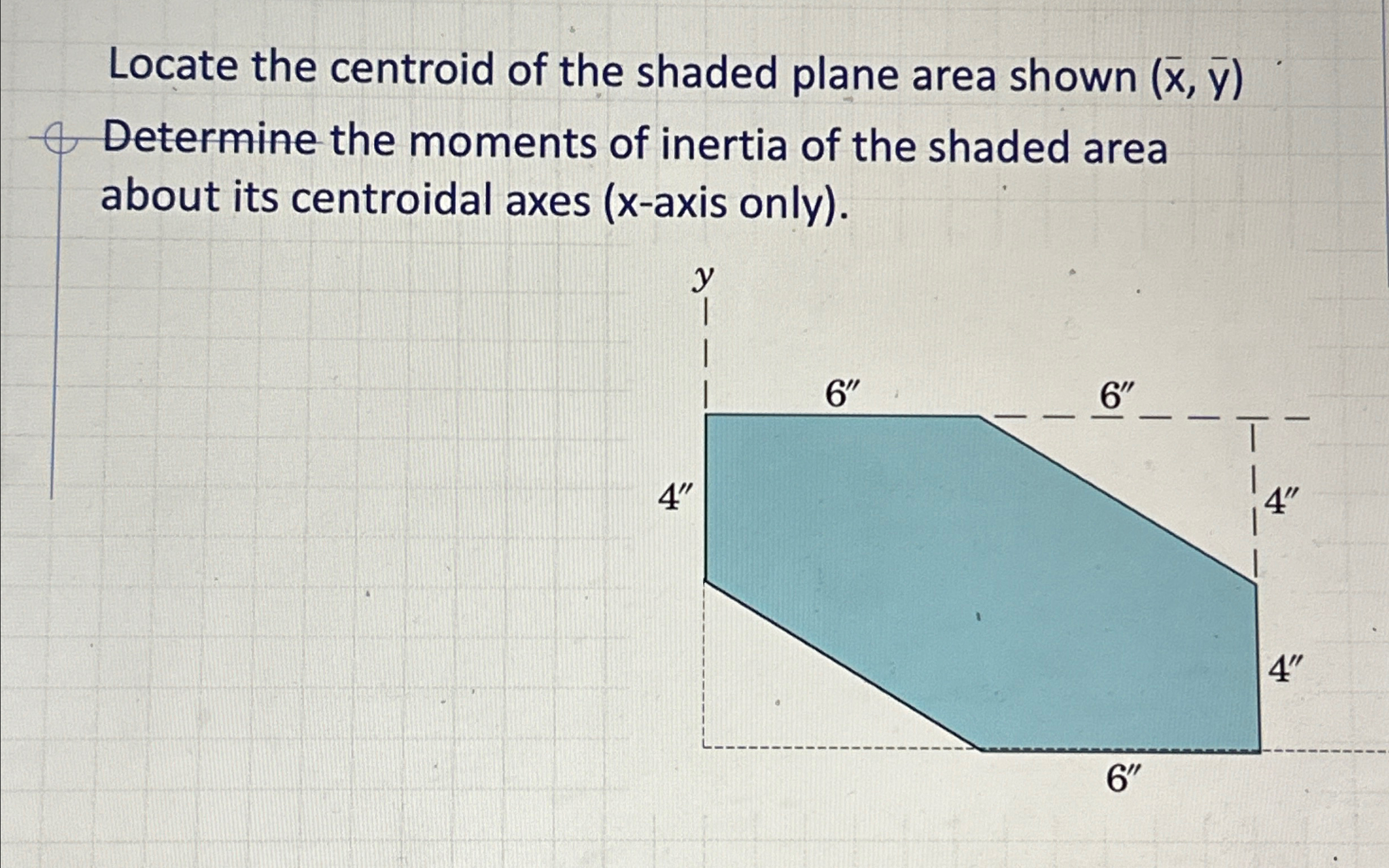 Locate the centroid of the shaded plane area