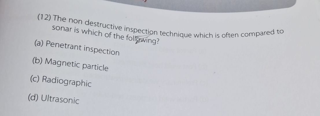 ( 1 2 ) The non destructive in spection technique