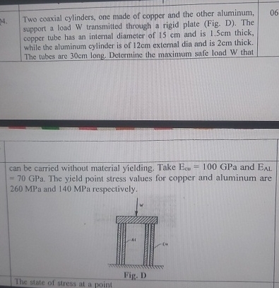 Two coaxial cylinders, one made of copper and the