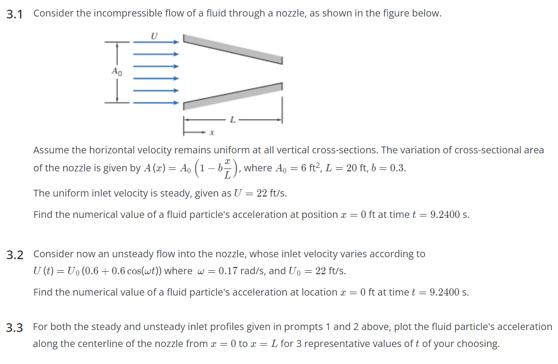 3 . 1 Consider the incompressible flow of a fluid