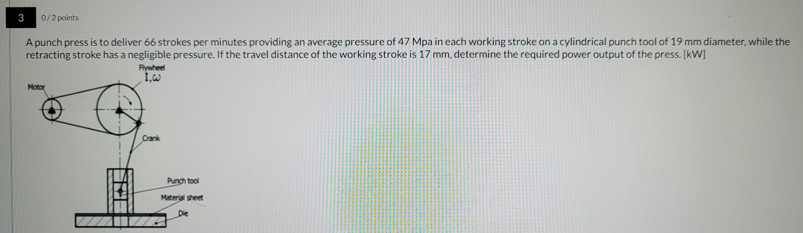 3 \ ( 0 / 2 \ ) points A punch press is to