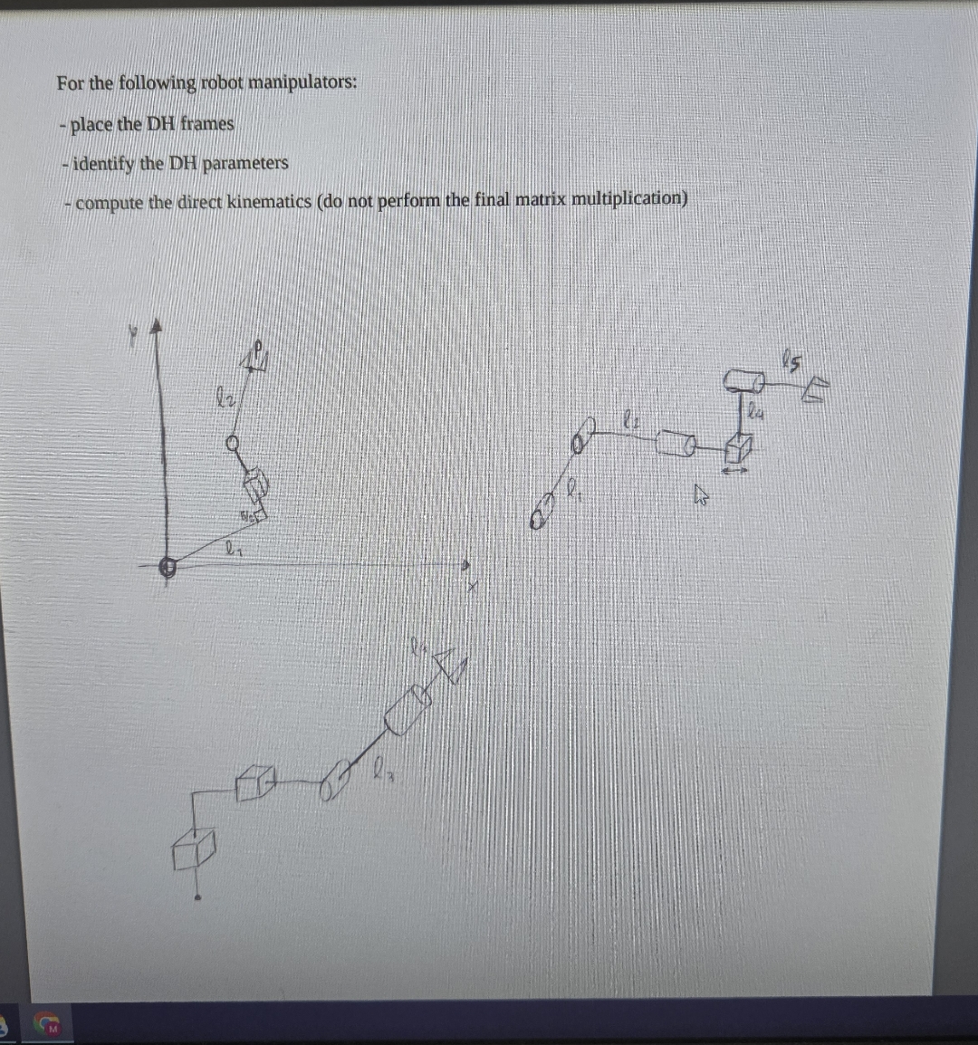 For the following robot manipulators: place the