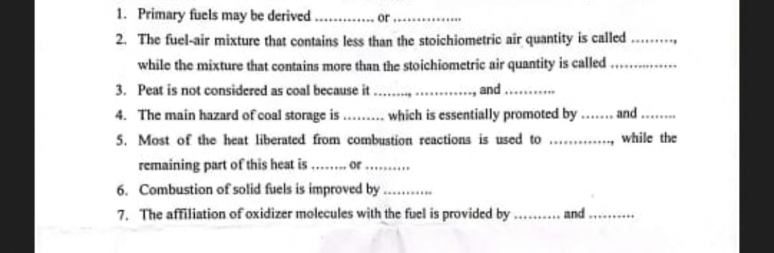 Primary fuels may be derived q , or q , The fuel