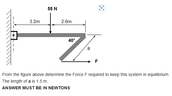 From the figure above determine the Force F