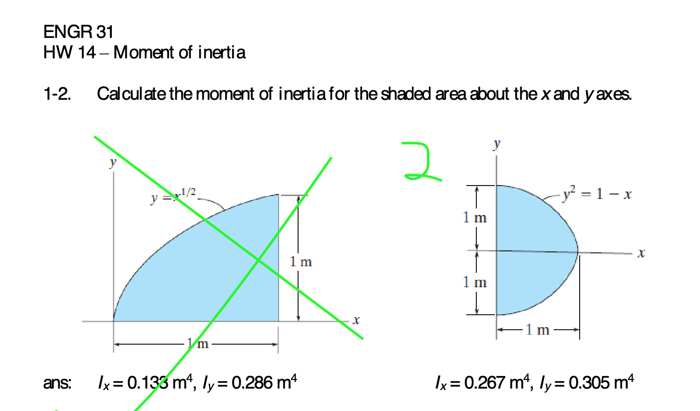 ENGR 3 1 HW 1 4 - Moment of inertia 1 - 2 .