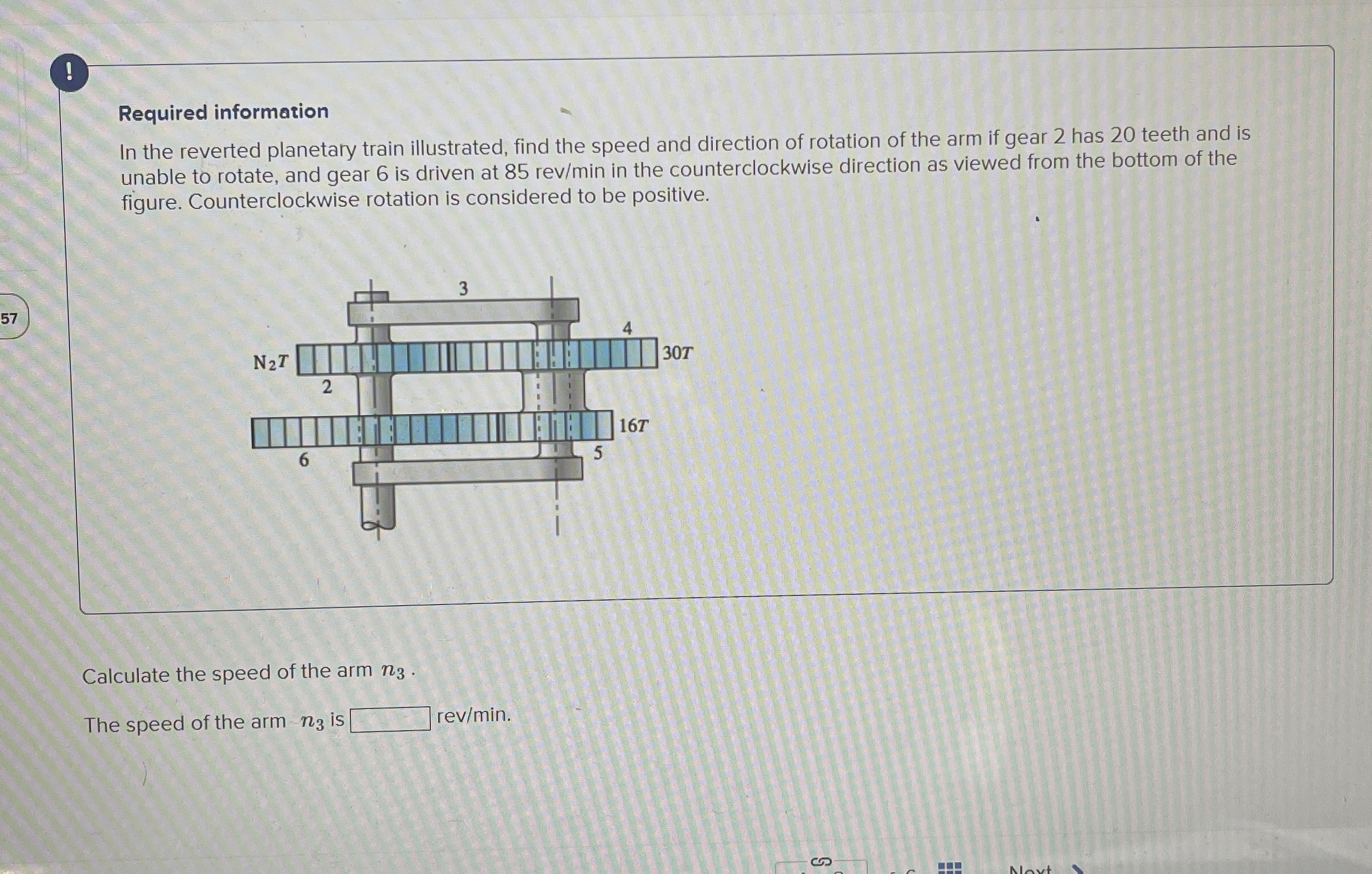 Required information In the reverted planetary