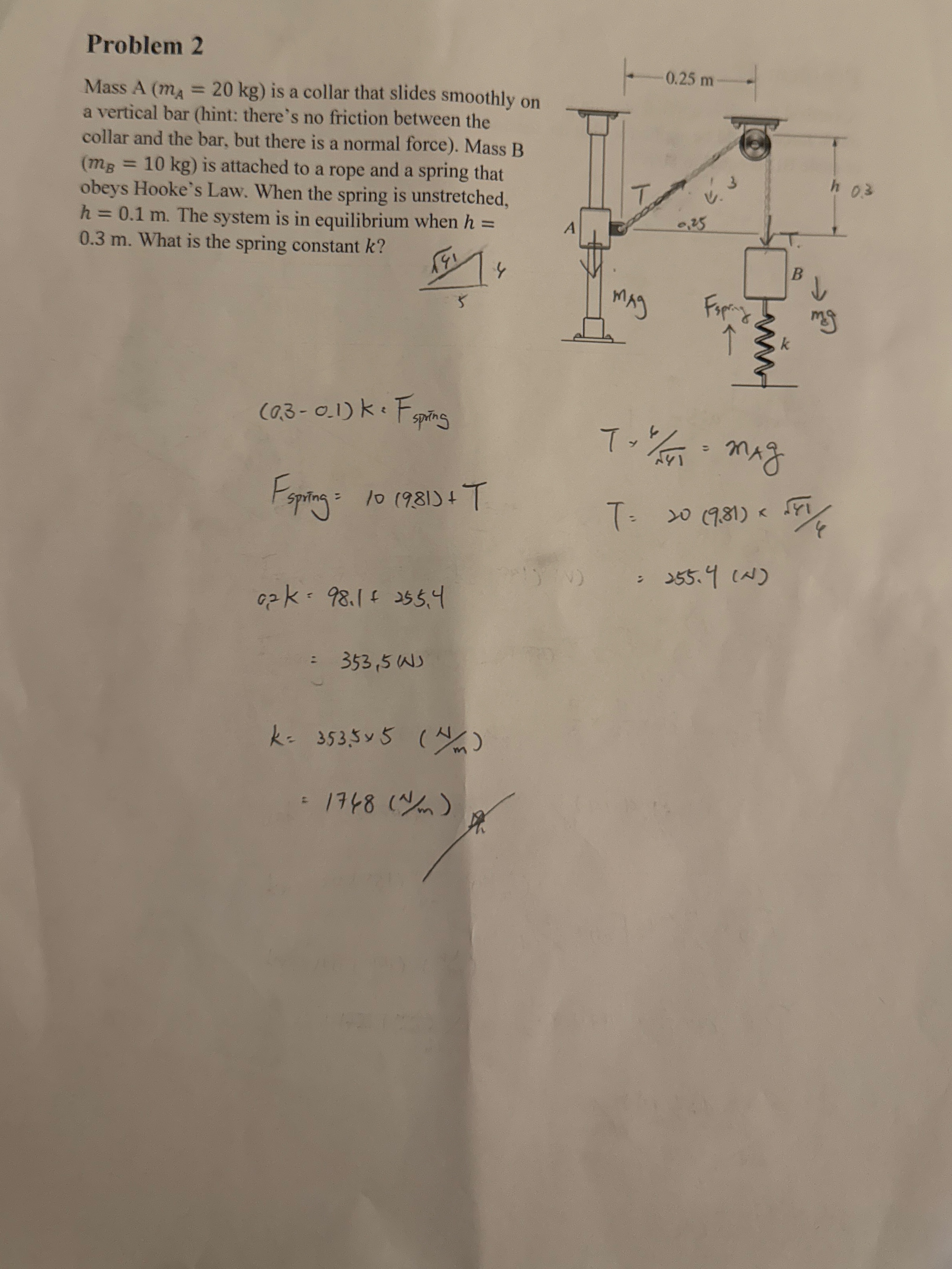 Problem 2 Mass ) = ( 2 0 ( k g ) is a collar that