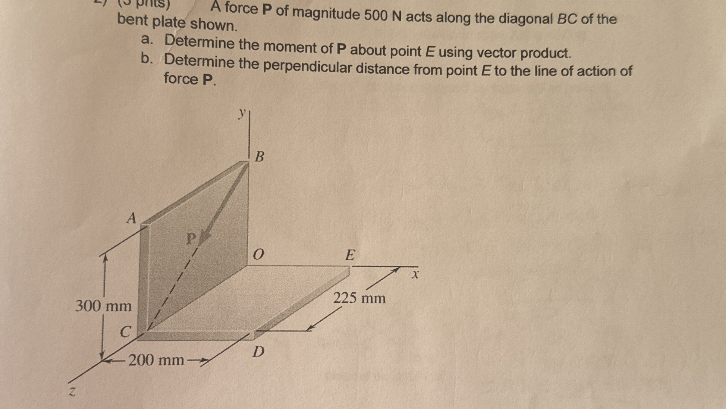 A force P of magnitude 5 0 0 N acts along the