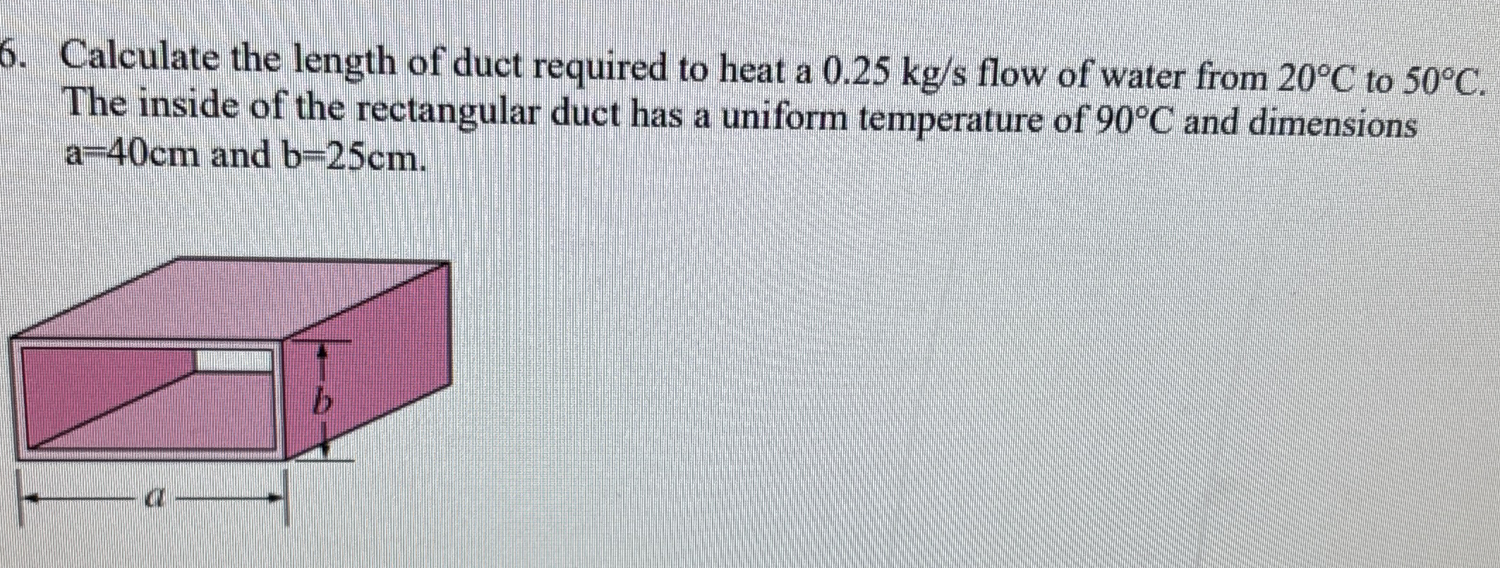 Calculate the length of duct required to heat a 0