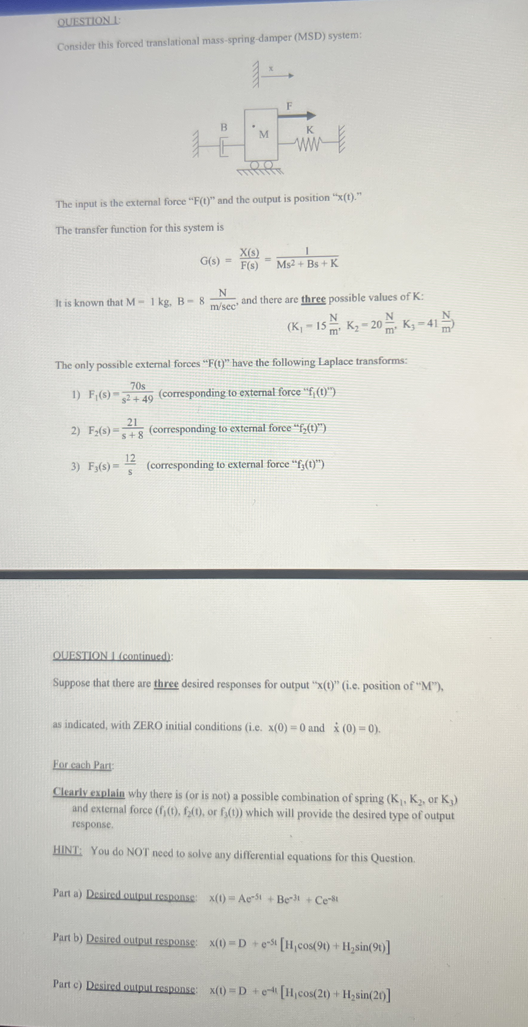 OUESTION : Consider this forced translational