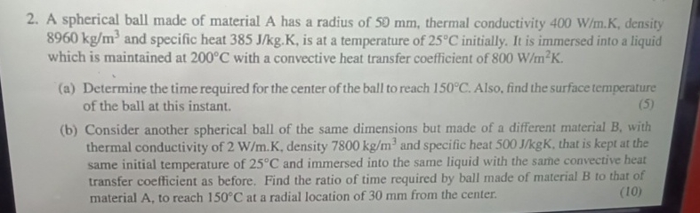 A spherical ball made of material A has a radius