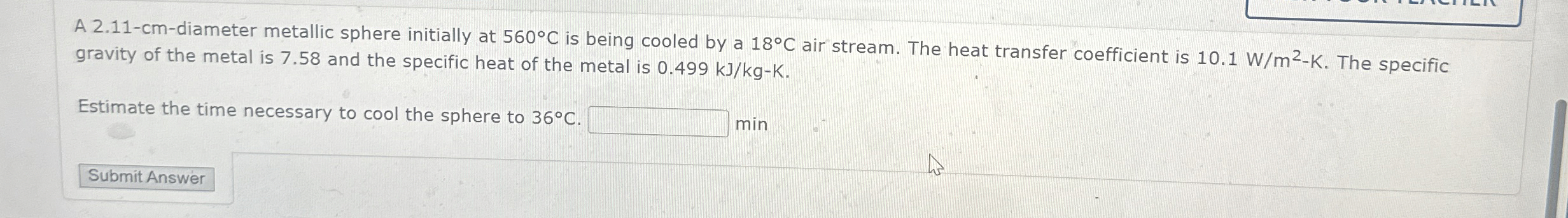 A 2 . 1 1 - cm - diameter metallic sphere