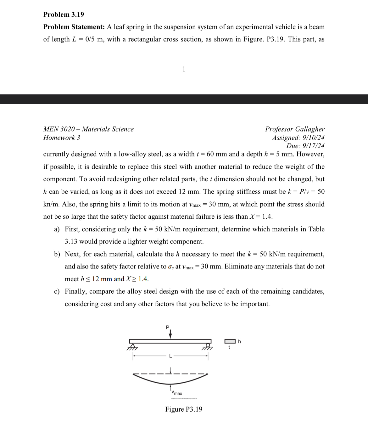 MEN 3 0 2 0 - Materials Science Homework 3