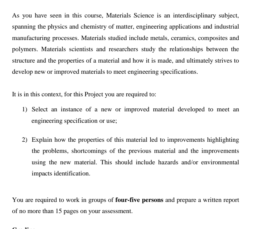 As you have seen in this course, Materials