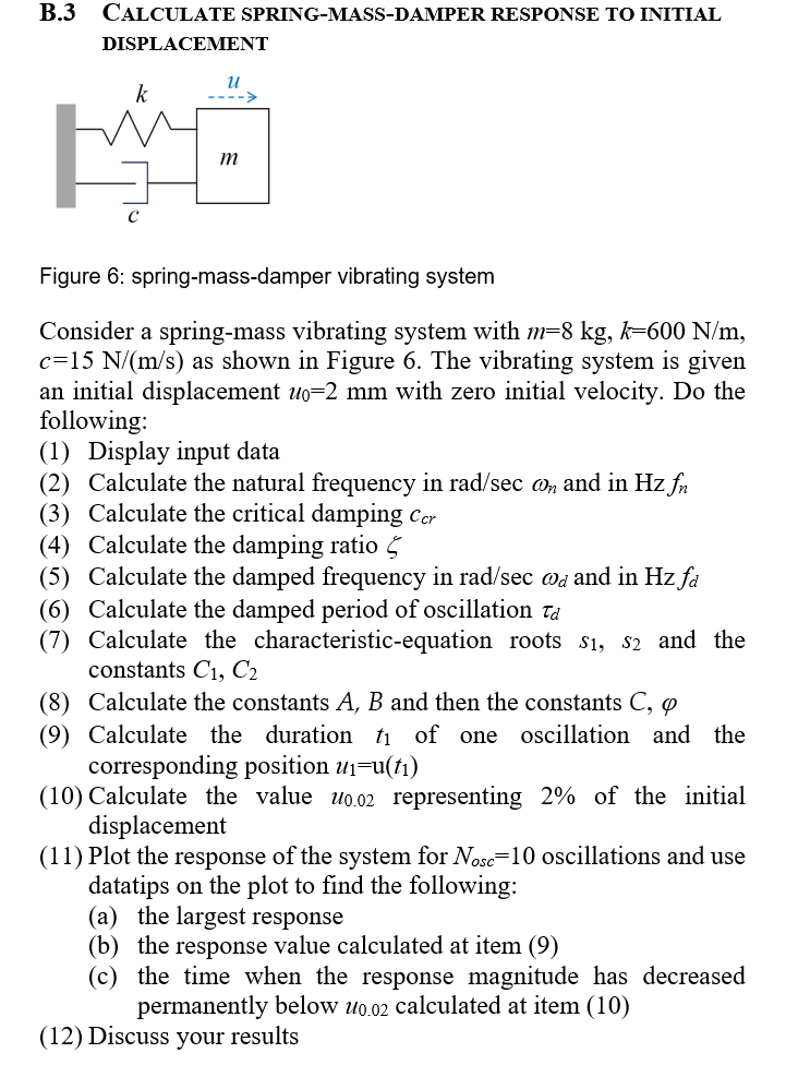 B . 3 CALCULATE SPRING - MASS - DAMPER RESPONSE