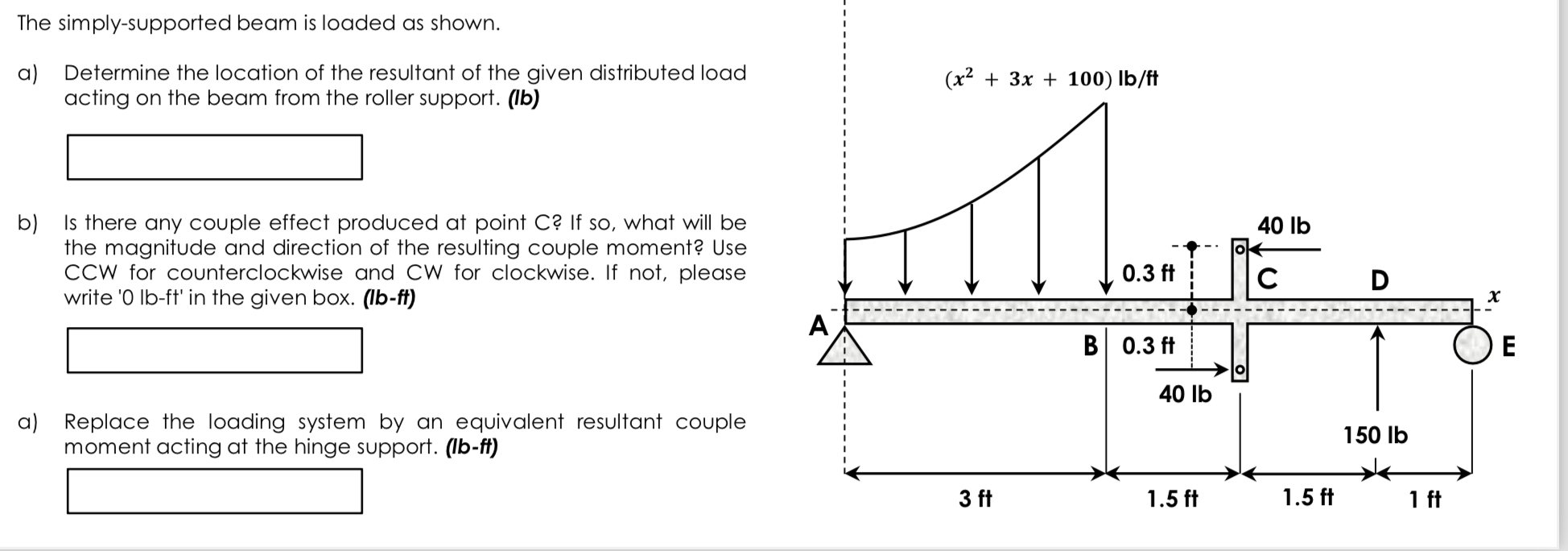 The simply - supported beam is loaded as shown. a