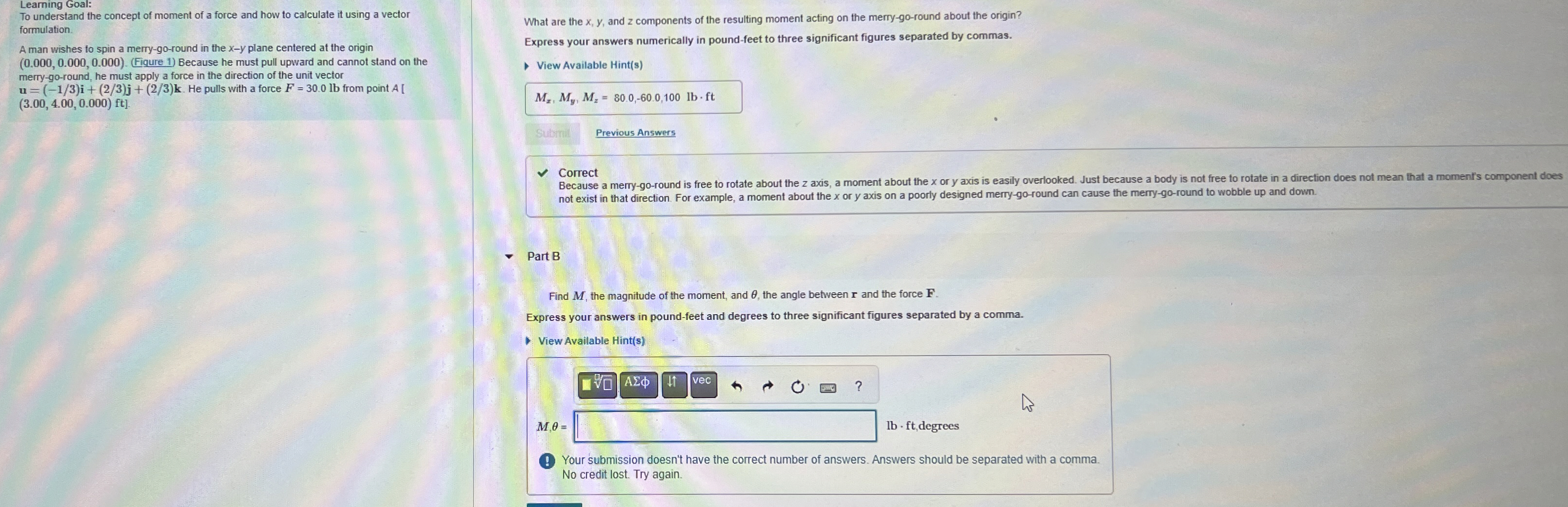What are the x , y , and z components of the