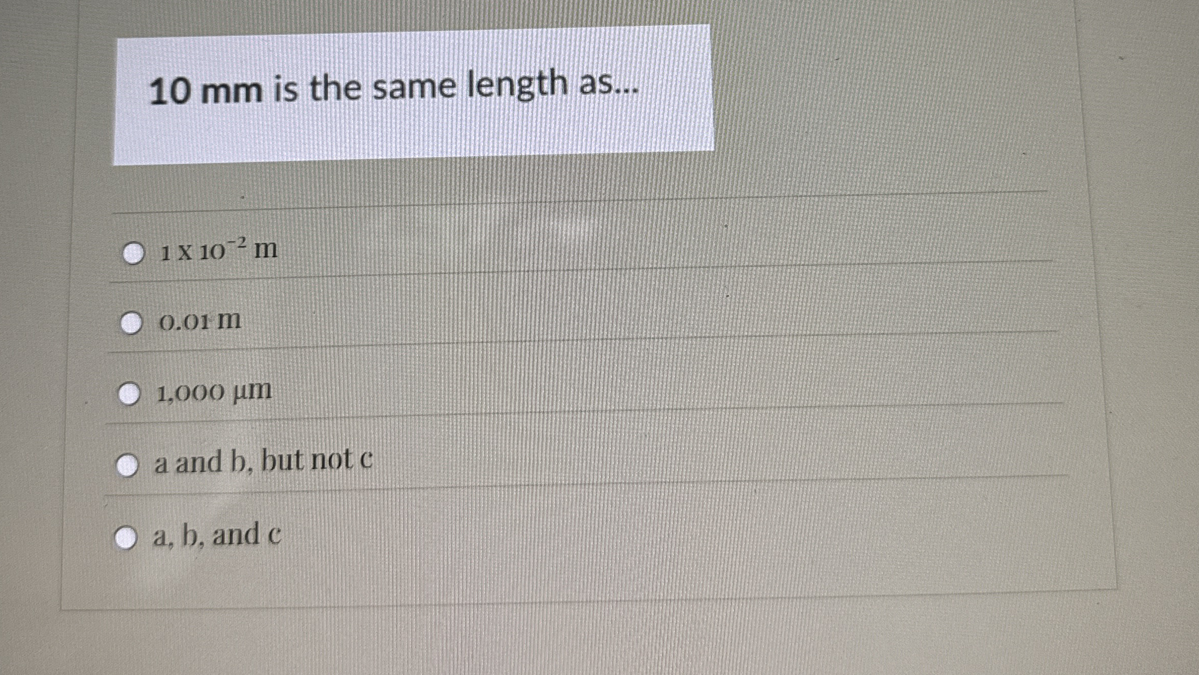 1 0 mm is the same length as . . . 1 1 0 - 2 m 0
