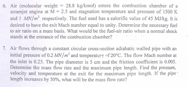 Air ( molecular weight = 2 8 . 8 k g k mol )