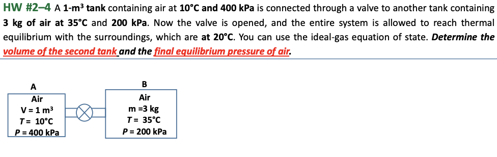 HW # 2 - 4 A 1 - m ? 3 tank containing air at 1 0