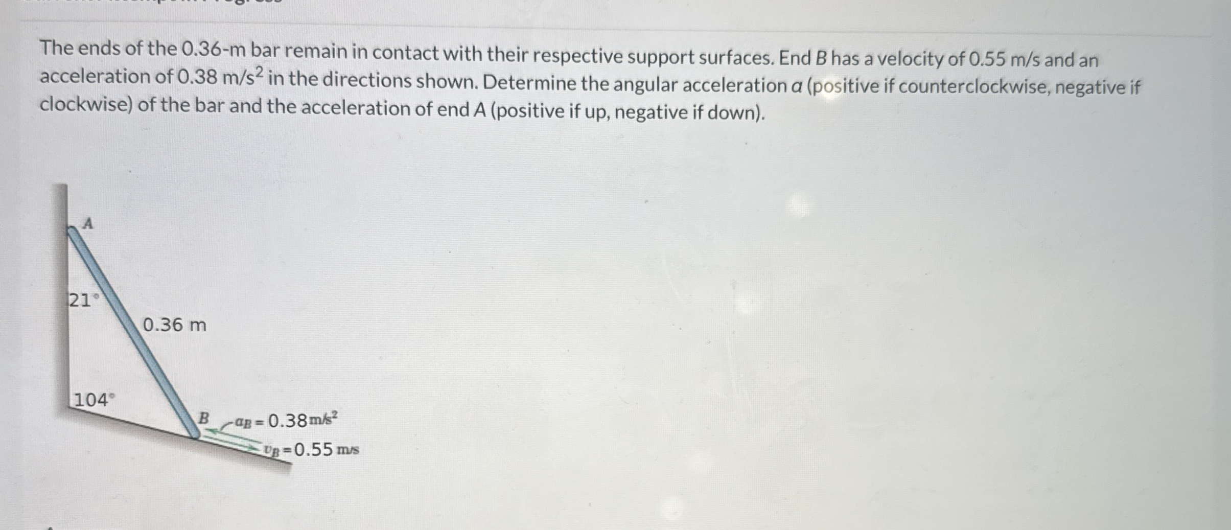 The ends of the 0 . 3 6 - m bar remain in contact