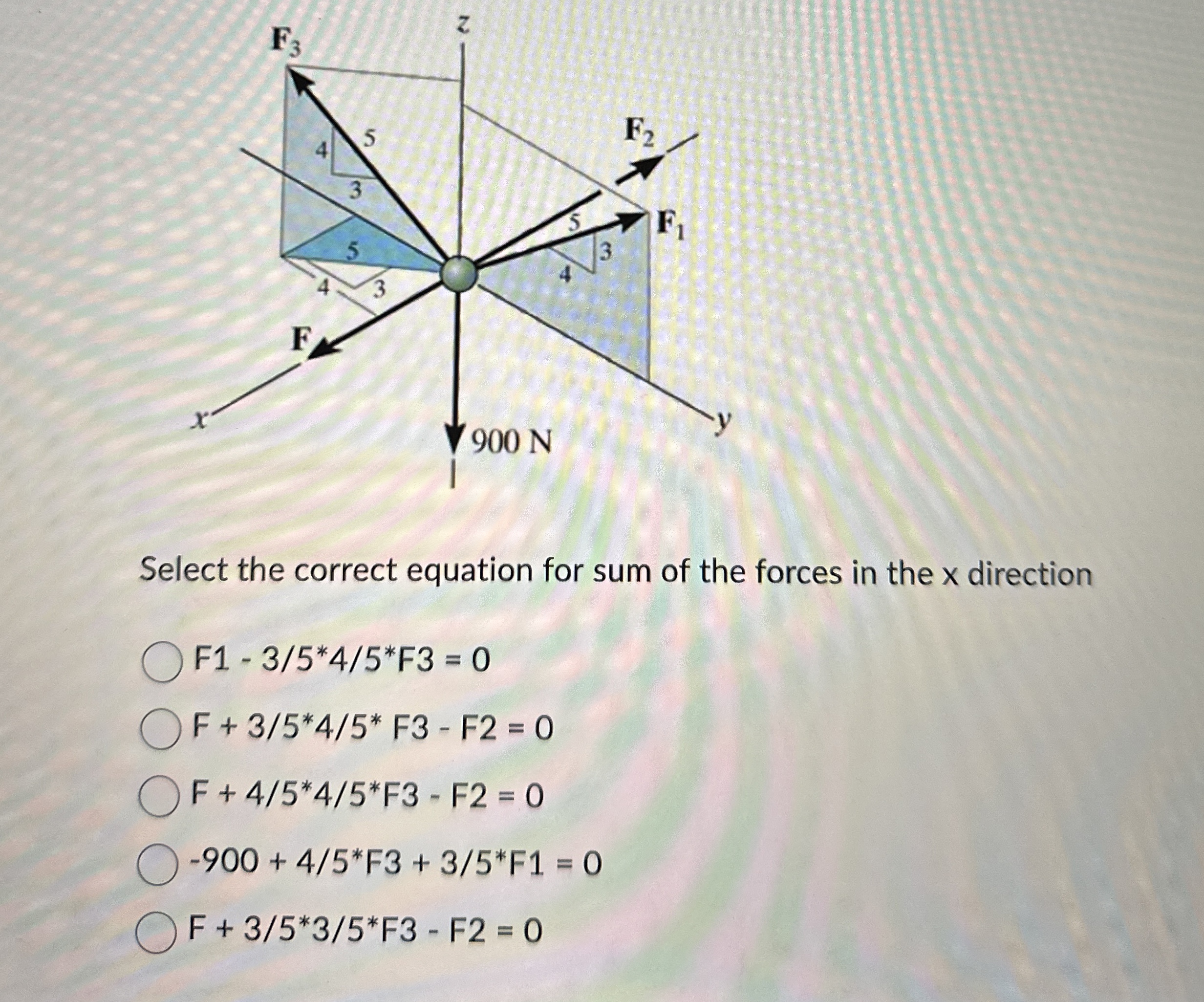 Select the correct equation for sum of the forces