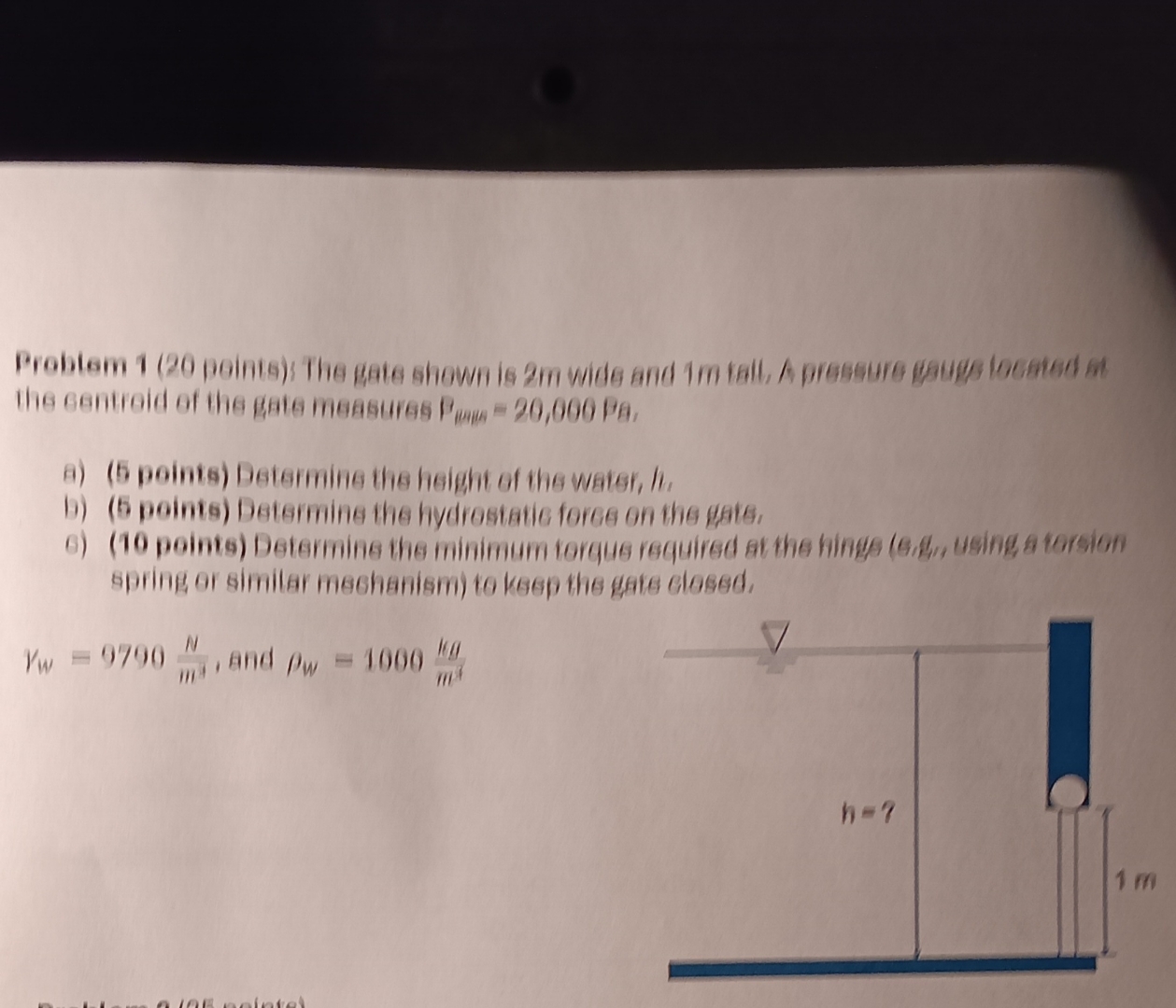 a ) ( 5 points ) Determine the height of the
