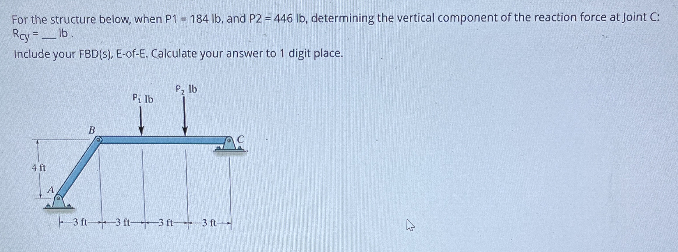 For the structure below, when P 1 = 1 8 4 l b ,