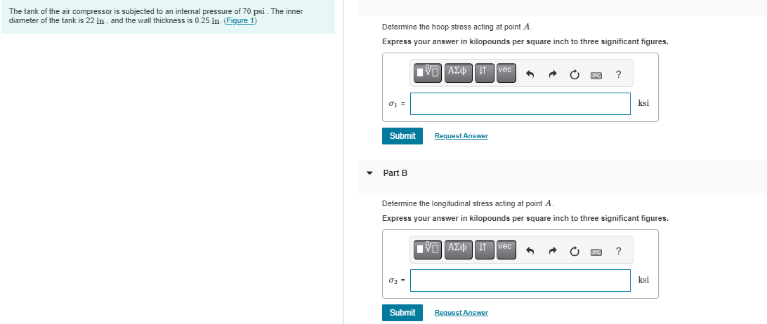The tank of the air compressor is subjected to an