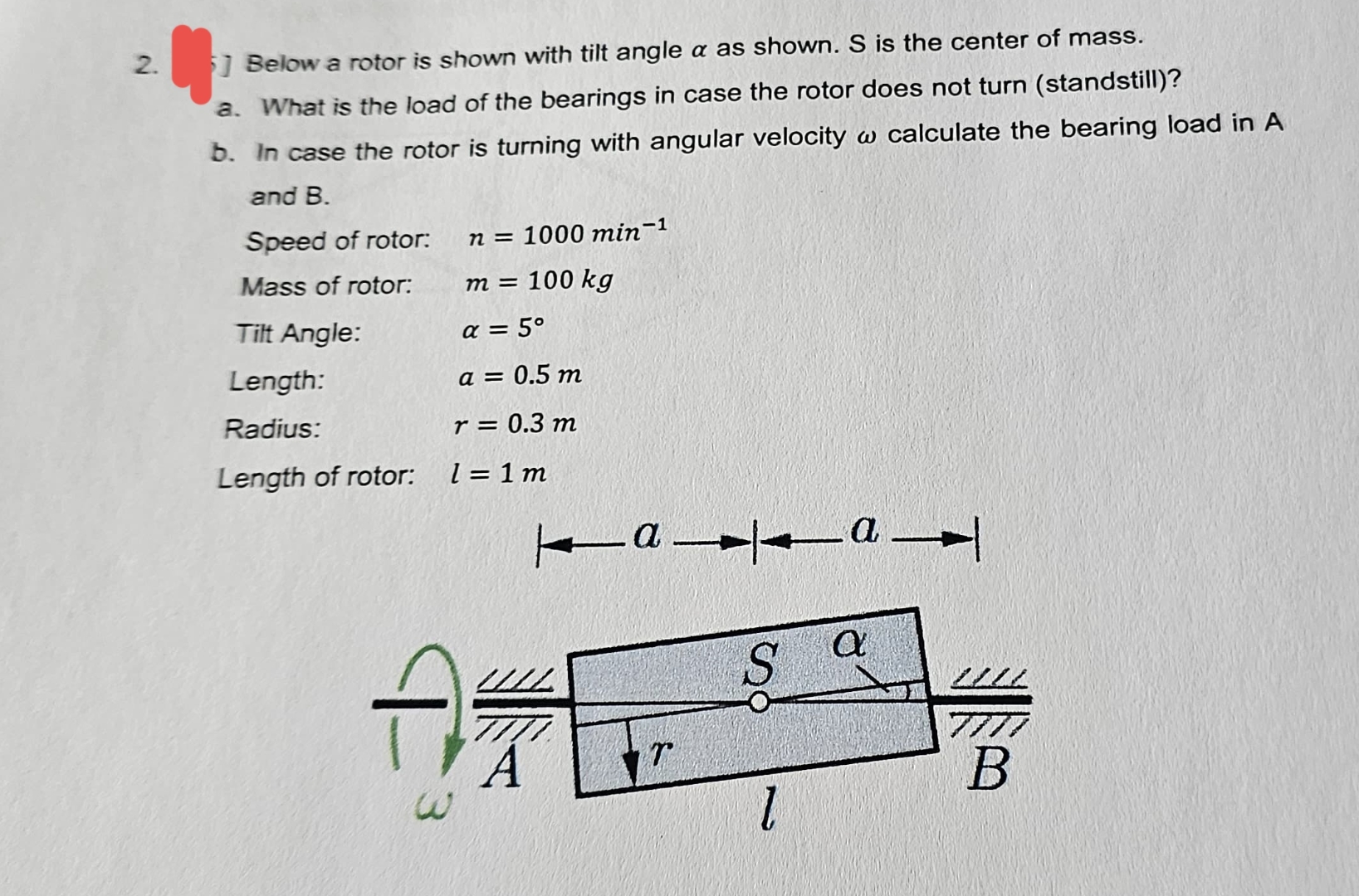 Below a rotor is shown with tilt angle as shown.