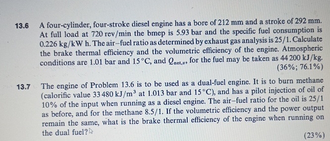 1 3 . 6 A four - cylinder, four - stroke diesel