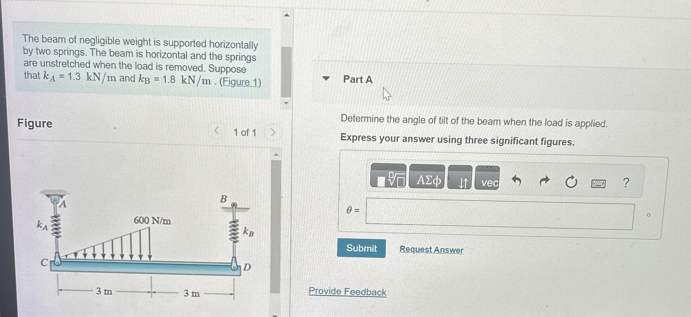 2 The beam of negligible weight is supported