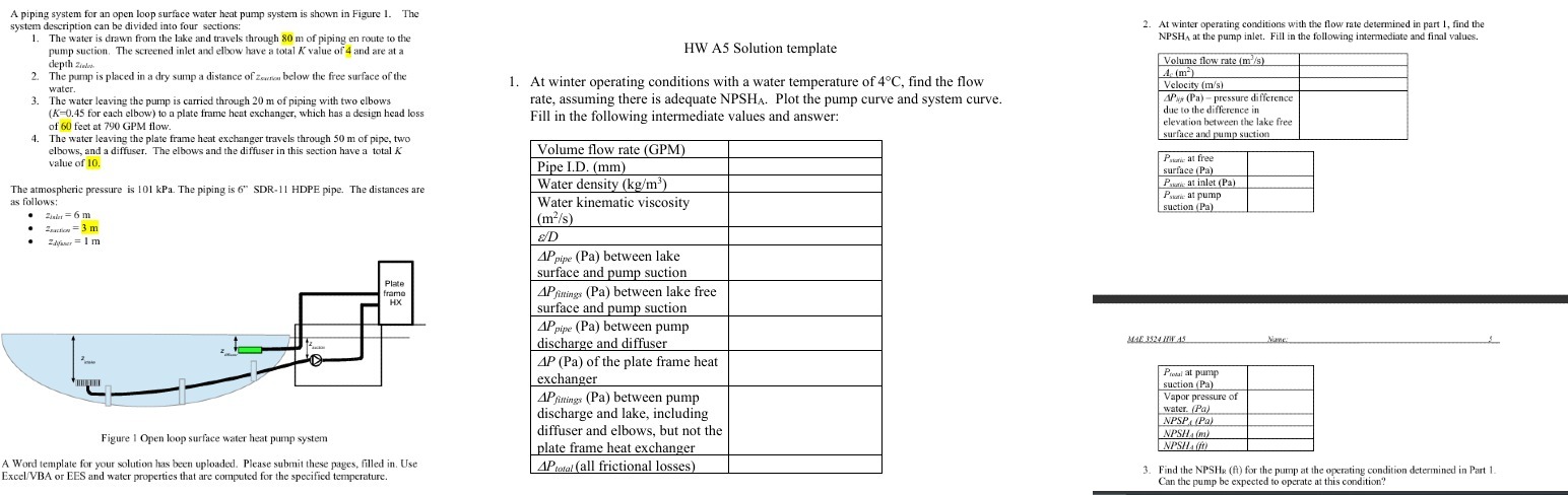 A piping system for an open loop surface water