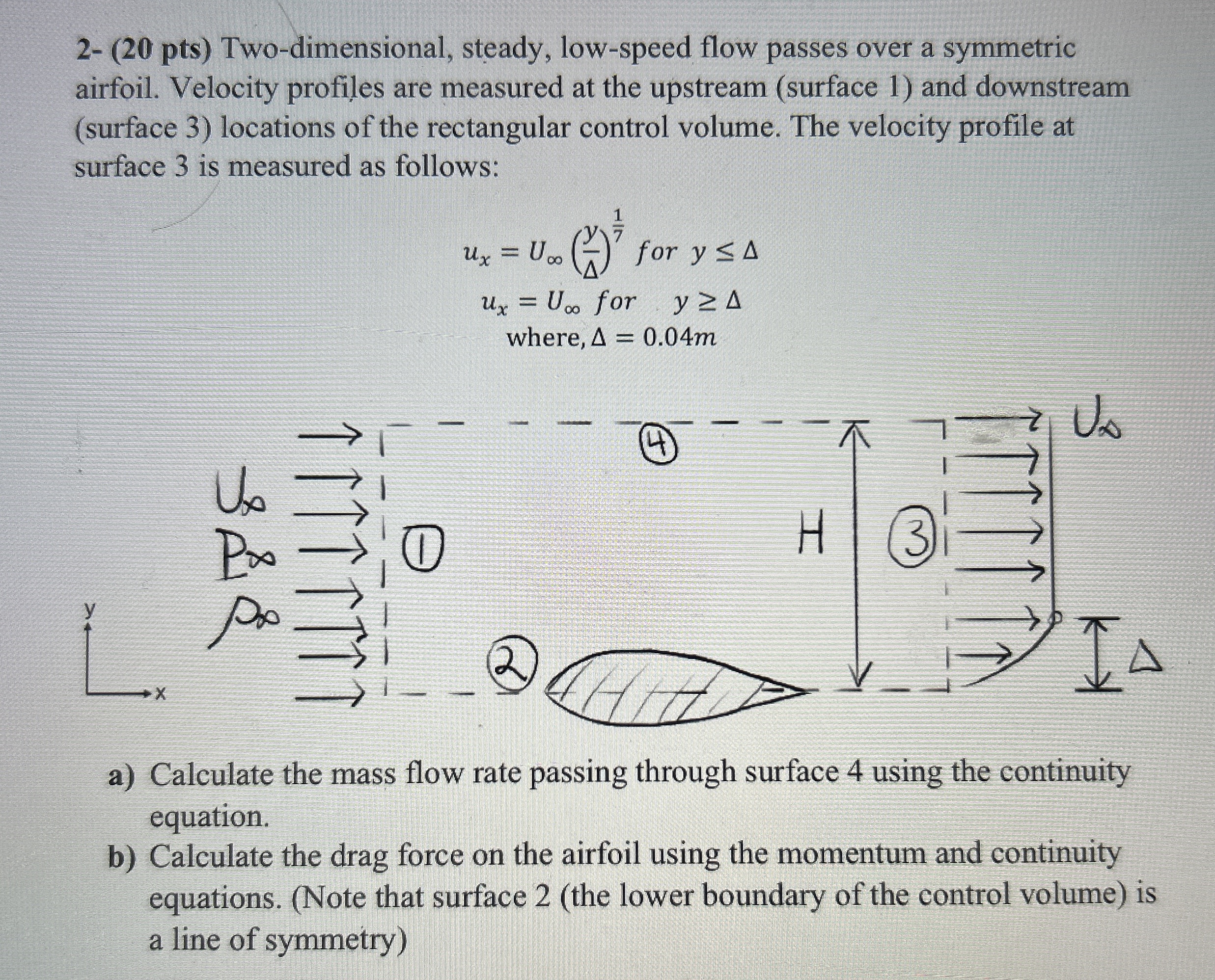 2 - ( 2 0 pts ) Two - dimensional, steady, low -