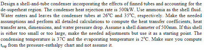 Design a shell - and - tube condenser
