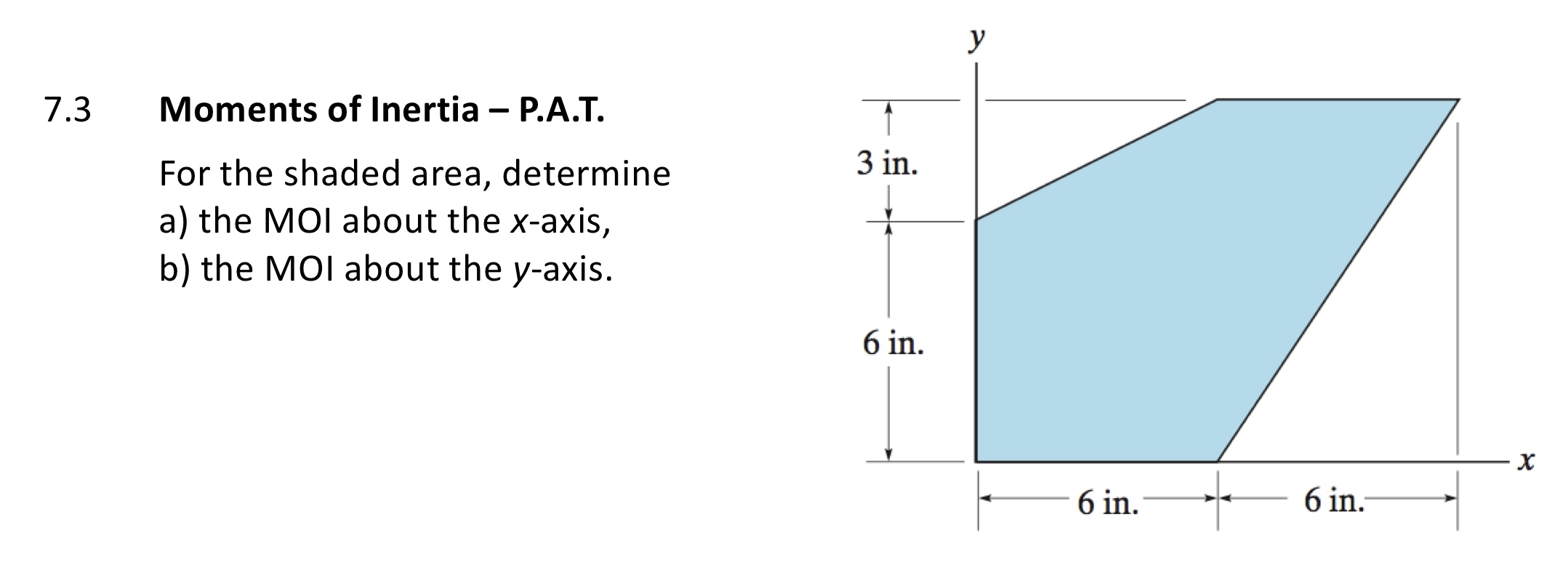 7 . 3 Moments of Inertia - P . A . T . For the