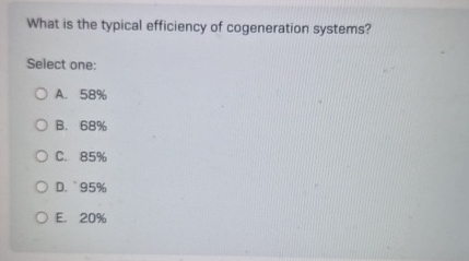 What is the typical efficiency of cogeneration