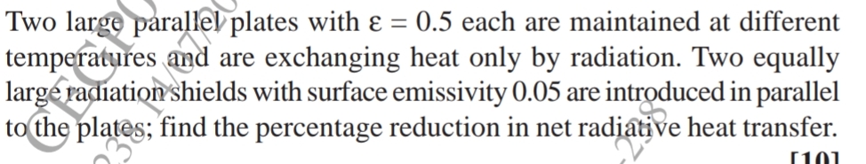 Two large parallel plates with = 0 . 5 each are