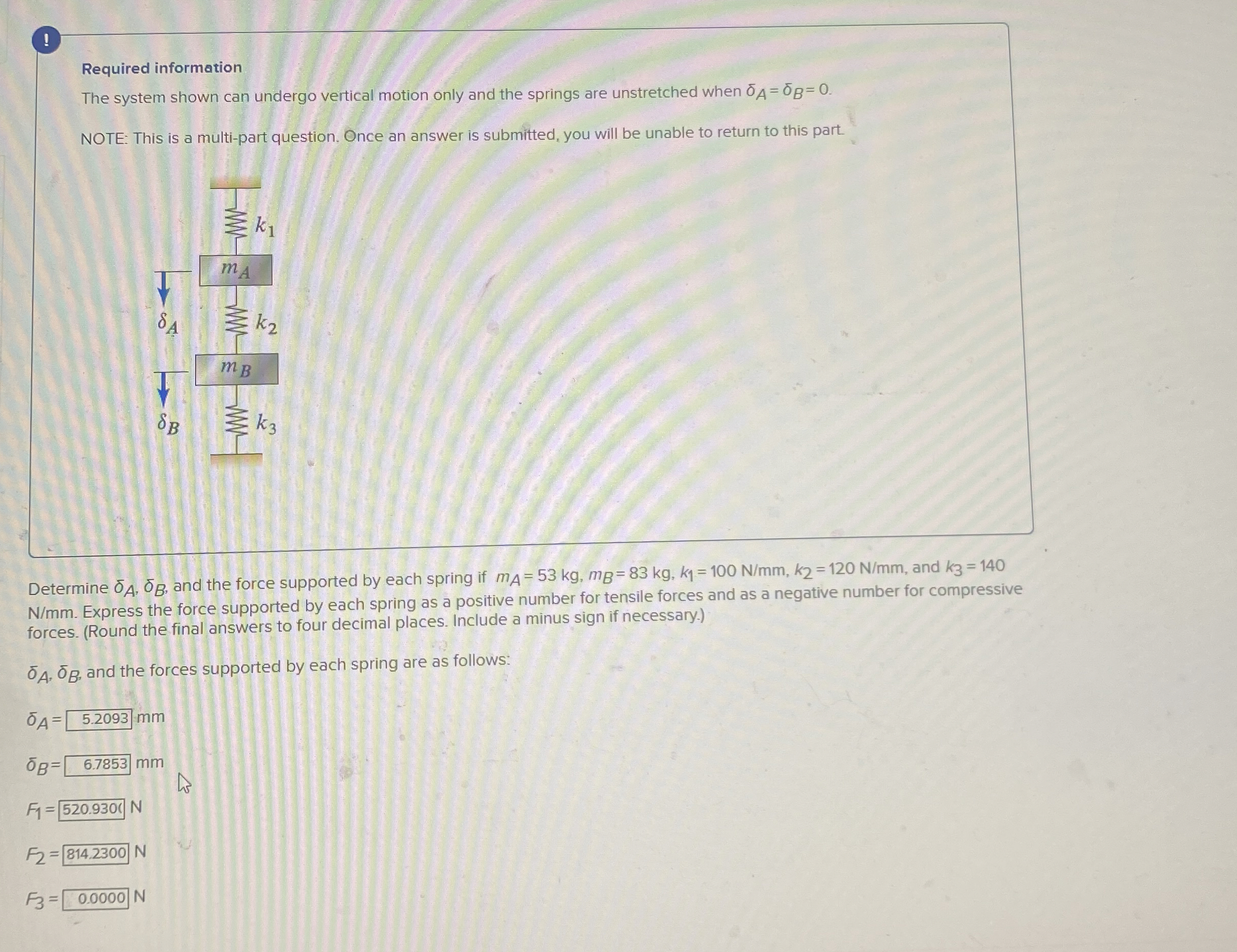 Required information The system shown can undergo