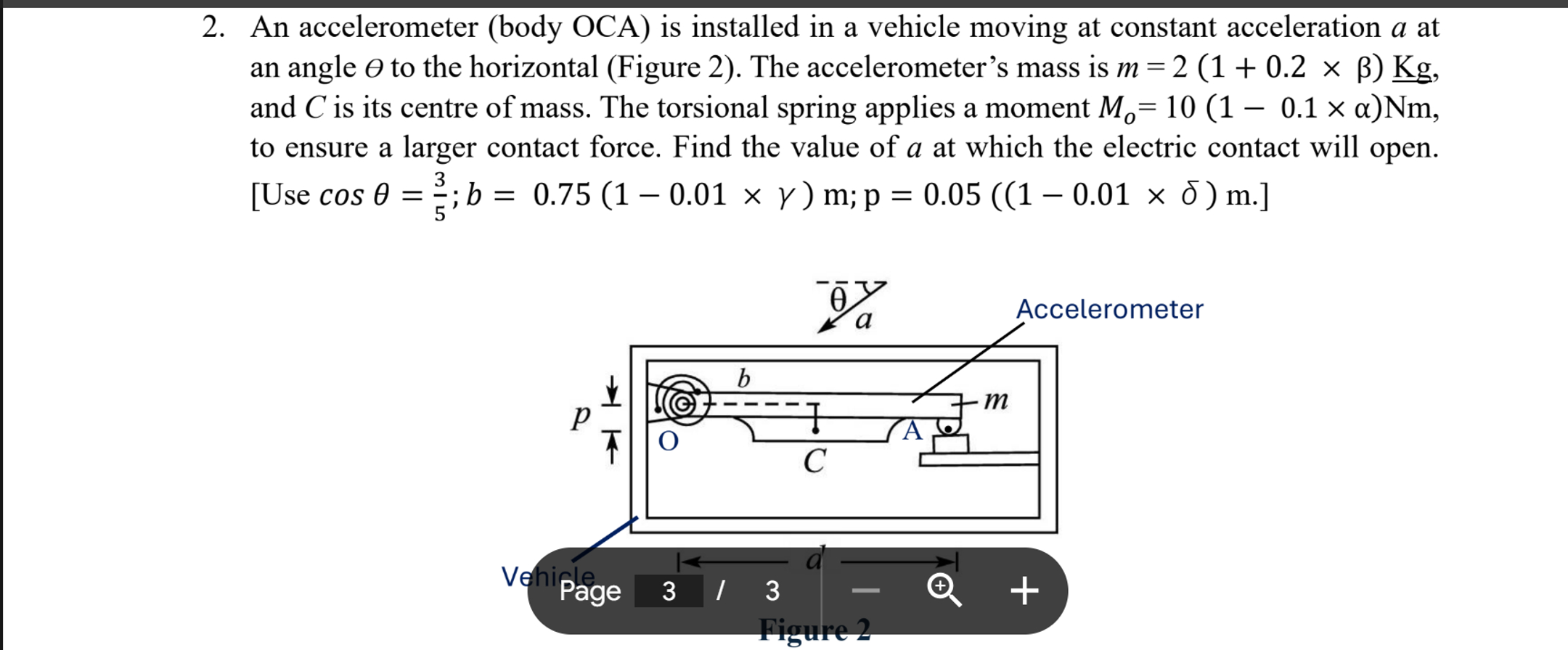 An accelerometer ( body OCA ) is installed in a