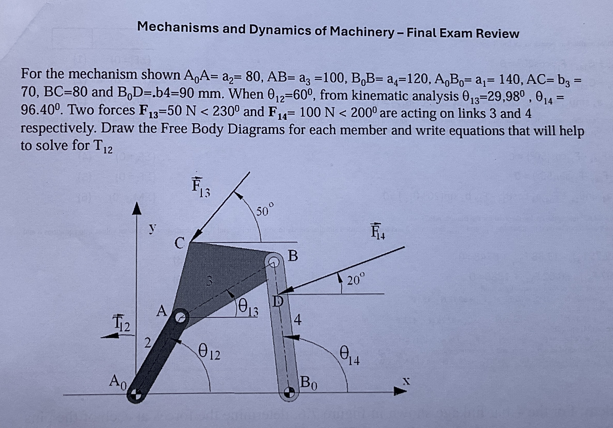 Mechanisms and Dynamics of Machinery - Final Exam