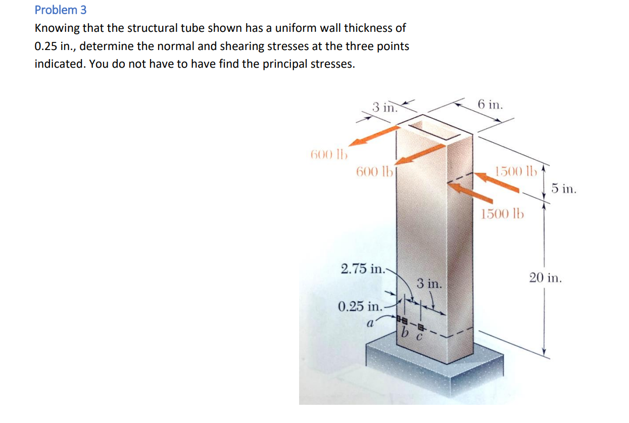 Problem 3 Knowing that the structural tube shown