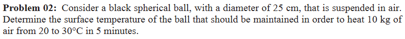 Problem 0 2 : Consider a black spherical ball,