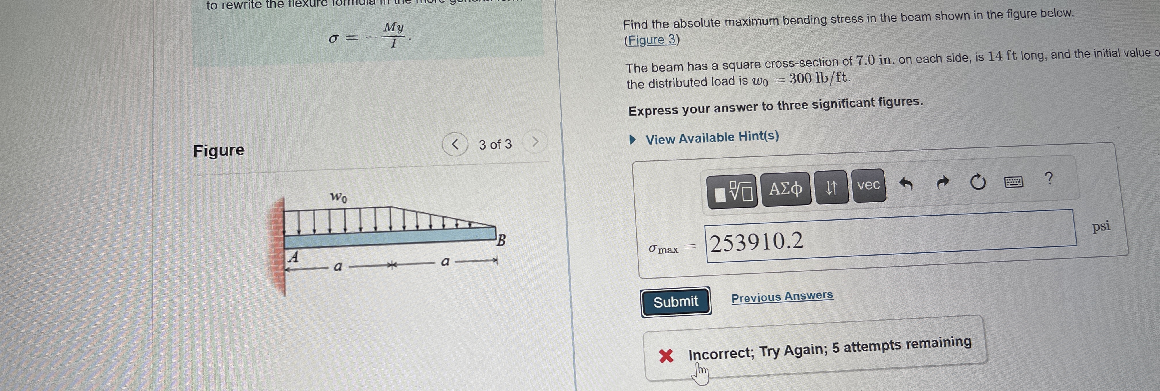 = - M y I Figure 3 of 3 Find the absolute maximum