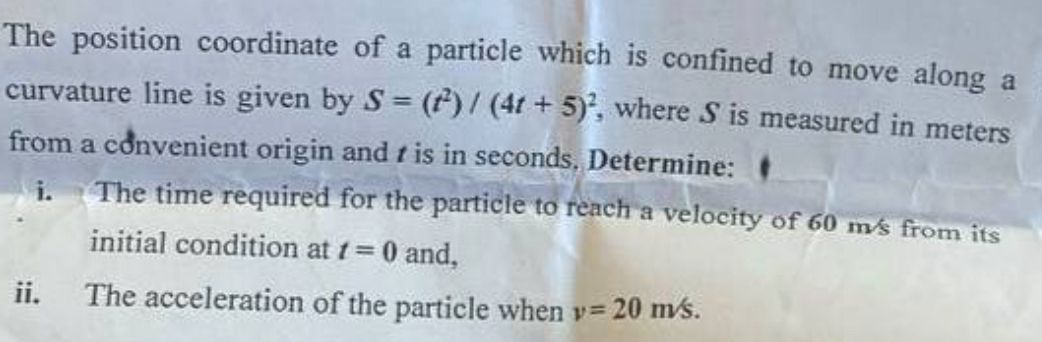 The position coordinate of a particle which is