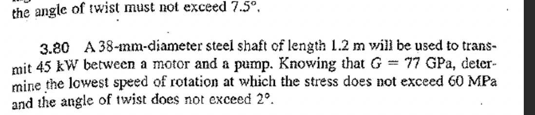 the angle of twist must not exceed 7 . 5 . 3 . 8