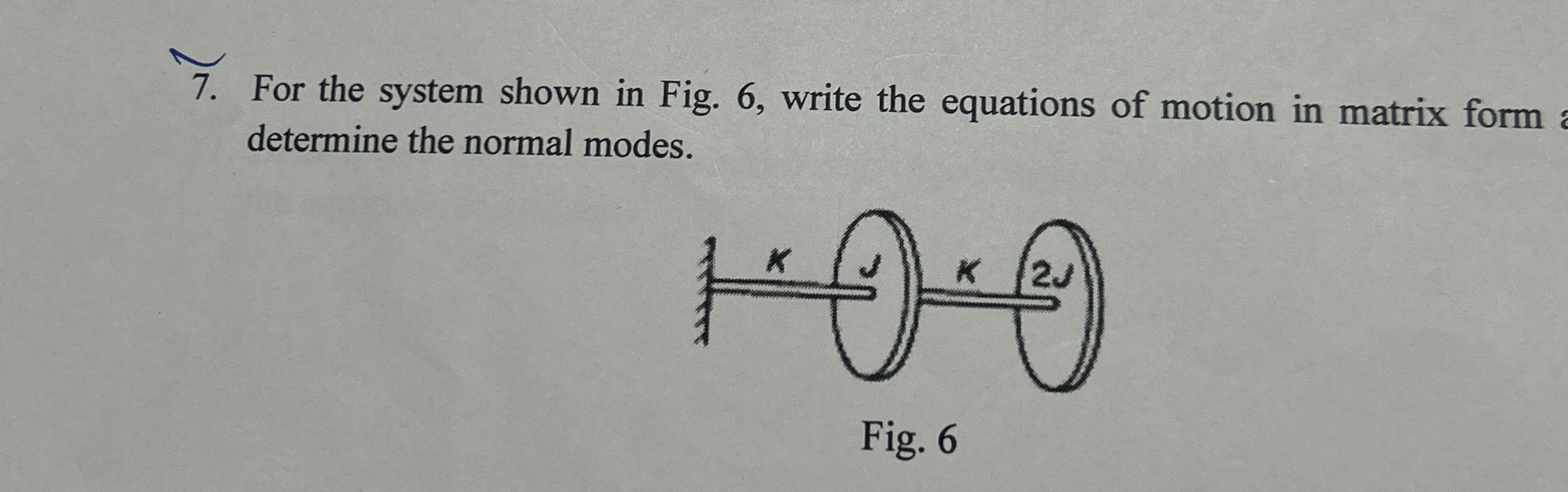 For the system shown in Fig. 6 , write the