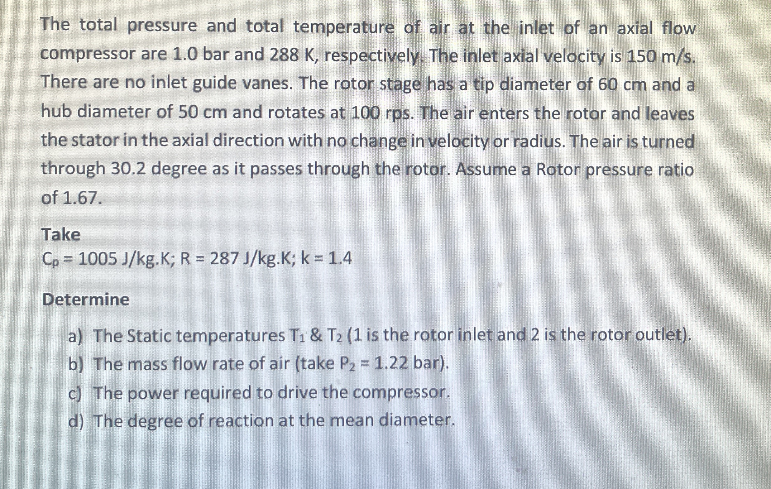 The total pressure and total temperature of air